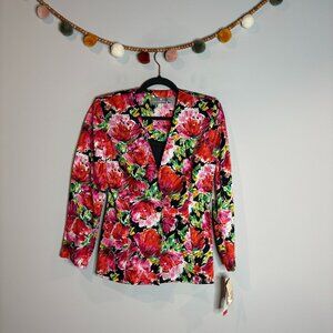 Vtg NWT Deadstock Liz Claiborne floral silk blazer jacket